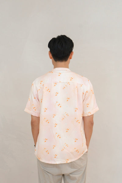 Tangerine Bloom Mens Mandarin Collar Shirt