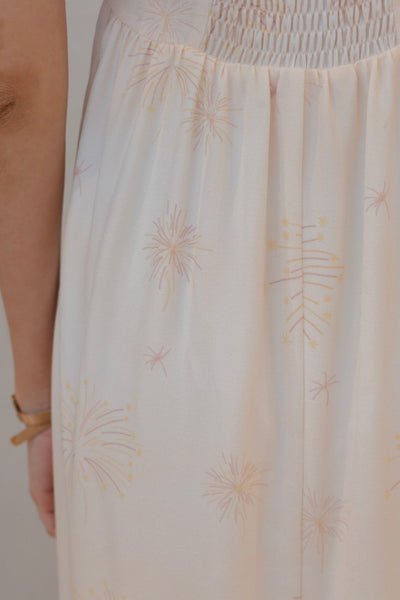 Golden Dawn Ladies Flutter Sleeve Smocked Back Midaxi Dress