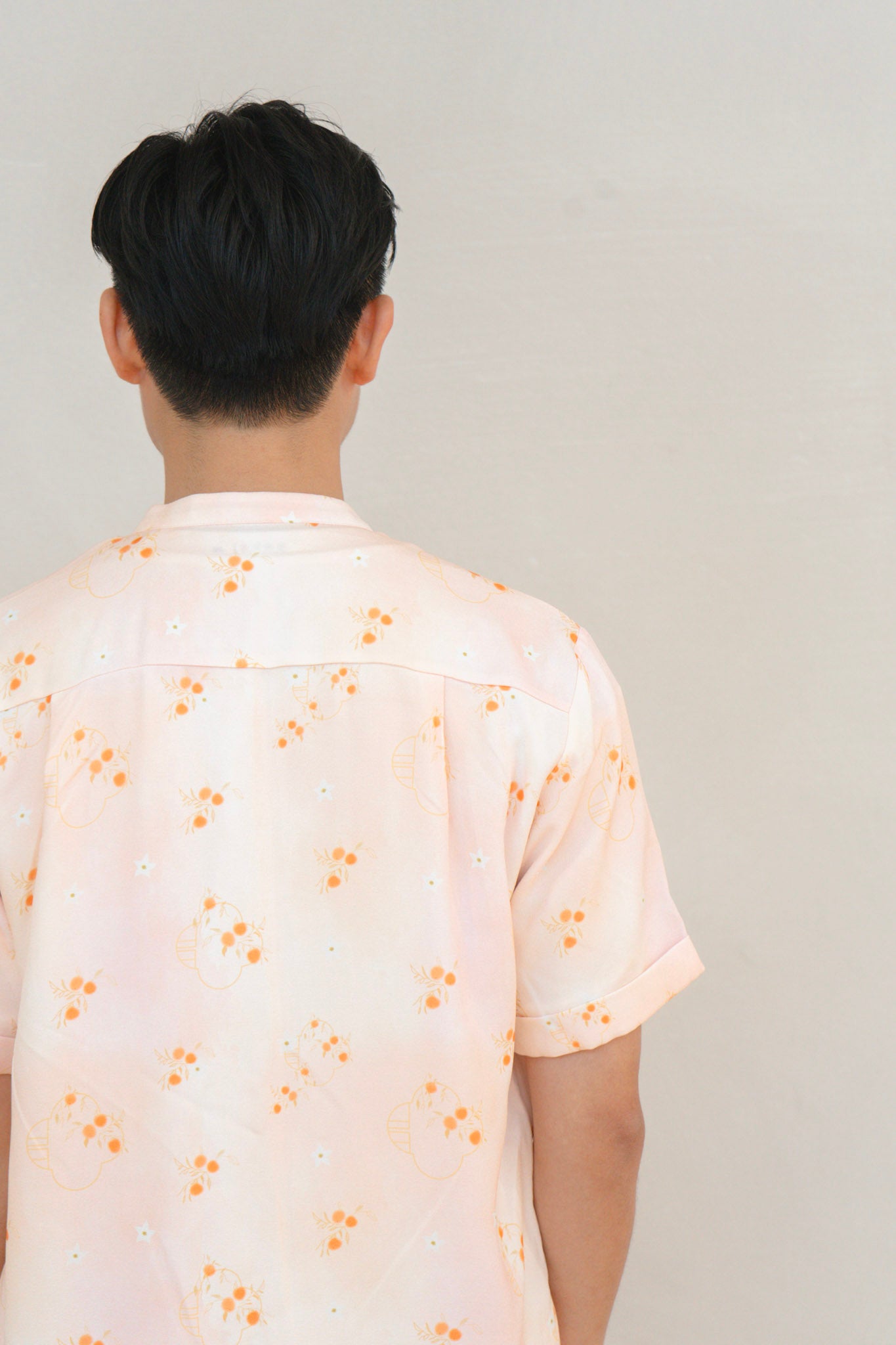 Tangerine Bloom Mens Mandarin Collar Shirt