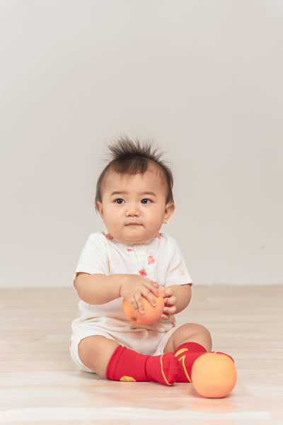 Prosperity Oranges Baby Girl Mandarin Collar Ruffled Romper