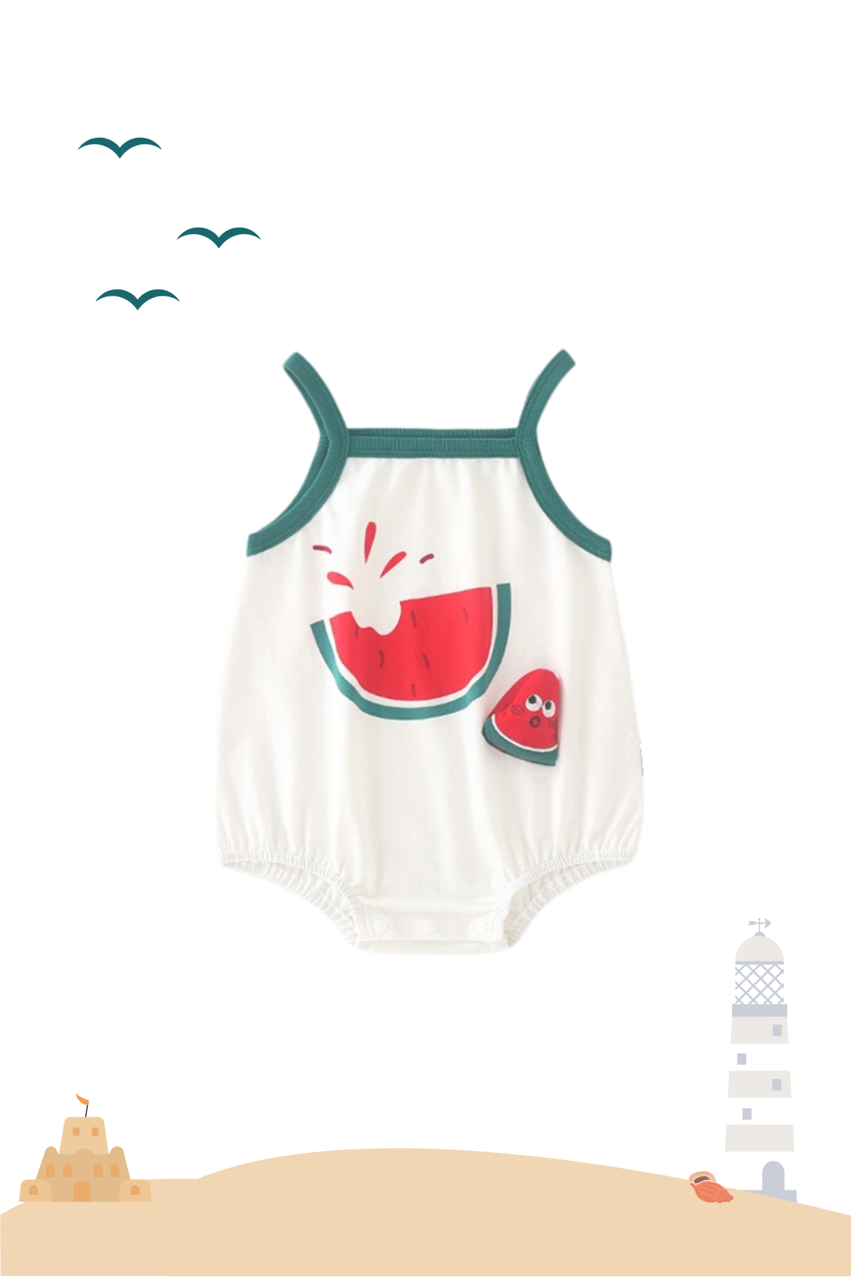 Summer Watermelon Spag Girl Playsuit
