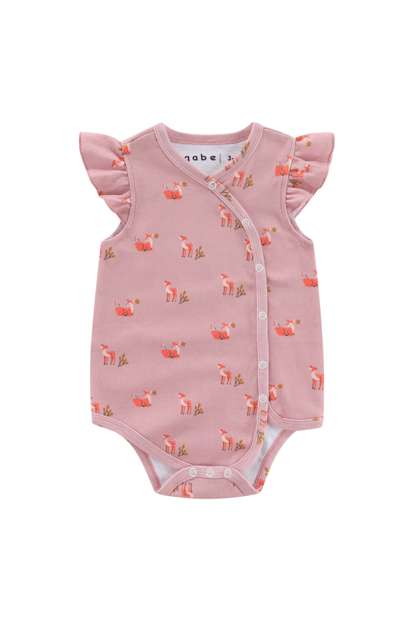 Organic Soft Kimono Fluttery Sleeve Bodysuit Fawn