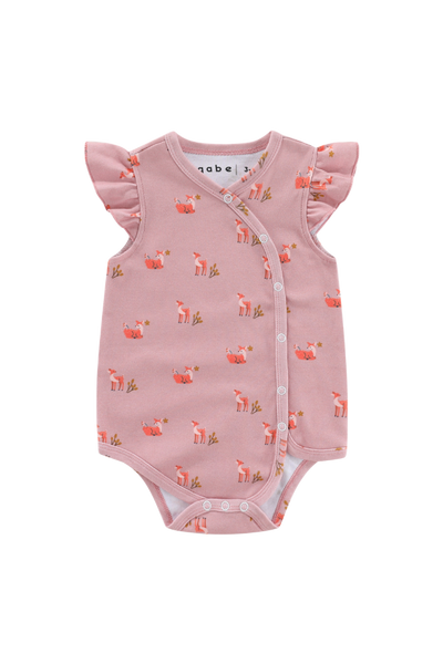 Organic Soft Kimono Fluttery Sleeve Bodysuit Fawn