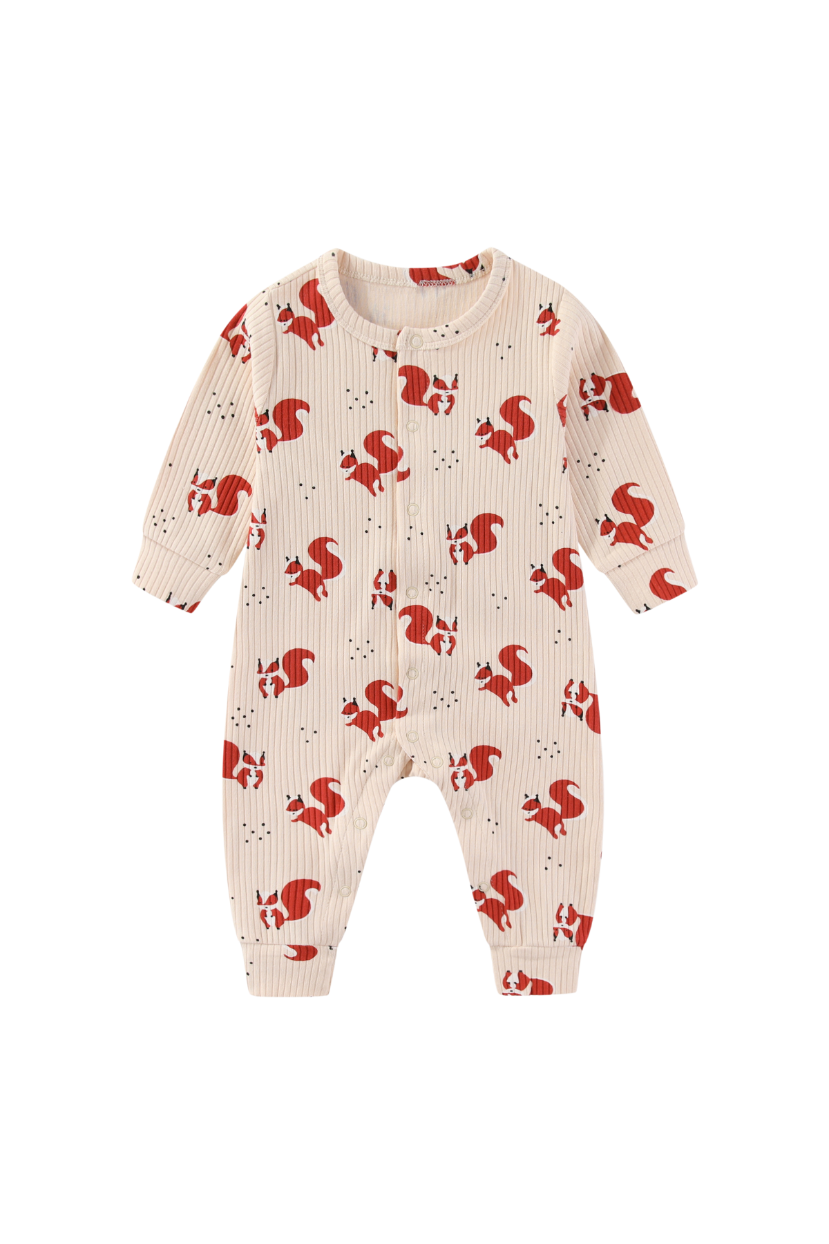 Soft Organic Rib Cotton Sleepsuit Foxy