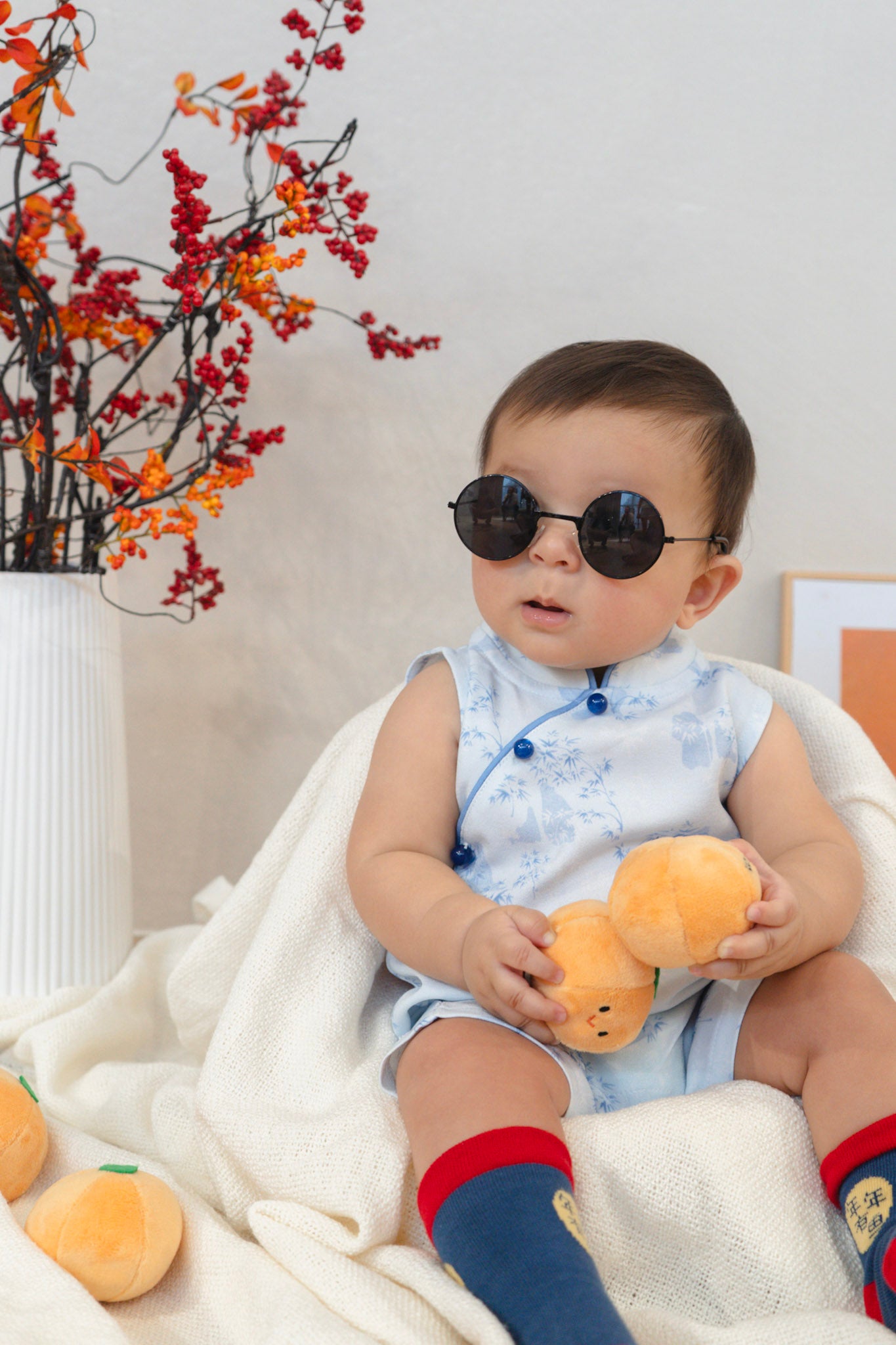 Gentle Harmony Baby Classic Mandarin Baby Cheongsam Playsuit