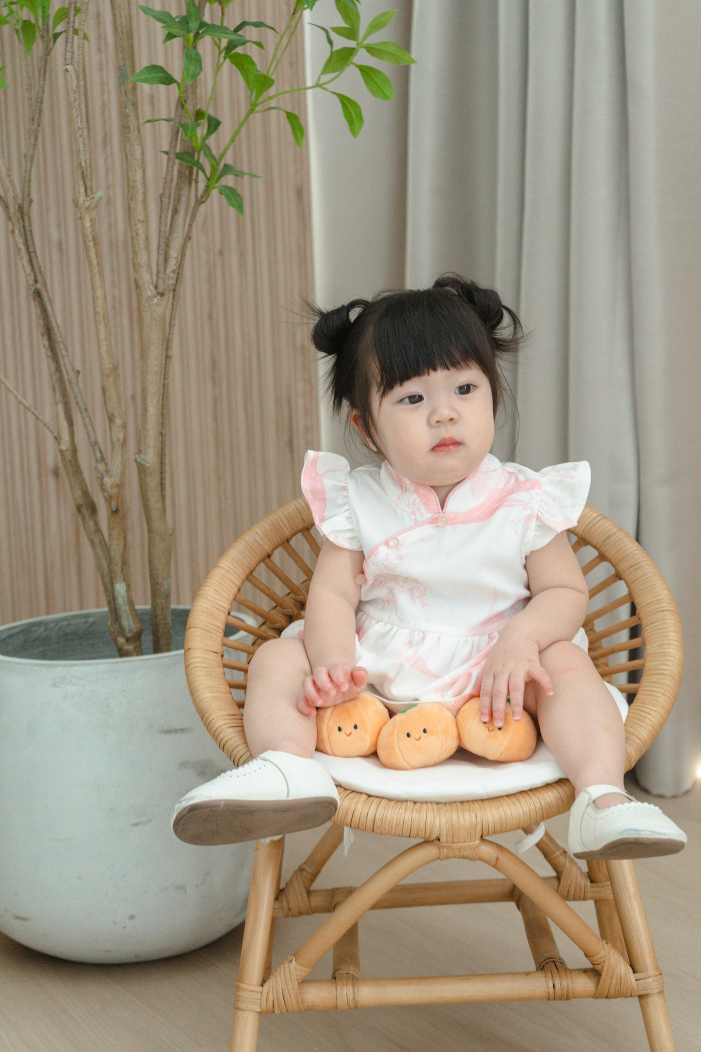 Oriental Garden Baby Girl Ruffled Sleeves Dress Playsuit