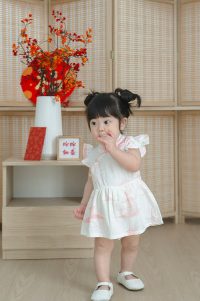 Oriental Garden Baby Girl Ruffled Sleeves Dress Playsuit