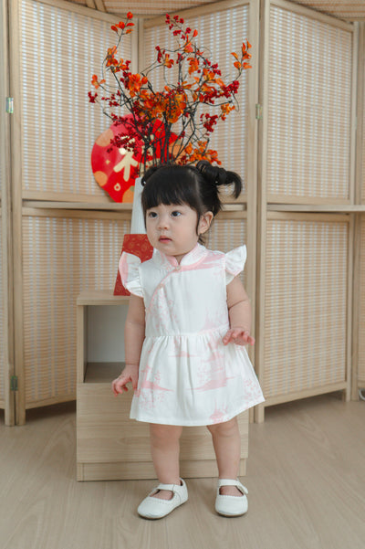 Oriental Garden Baby Girl Ruffled Sleeves Dress Playsuit