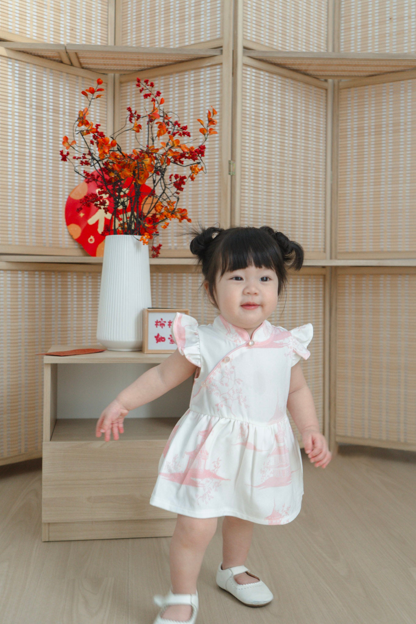 Oriental Garden Baby Girl Ruffled Sleeves Dress Playsuit