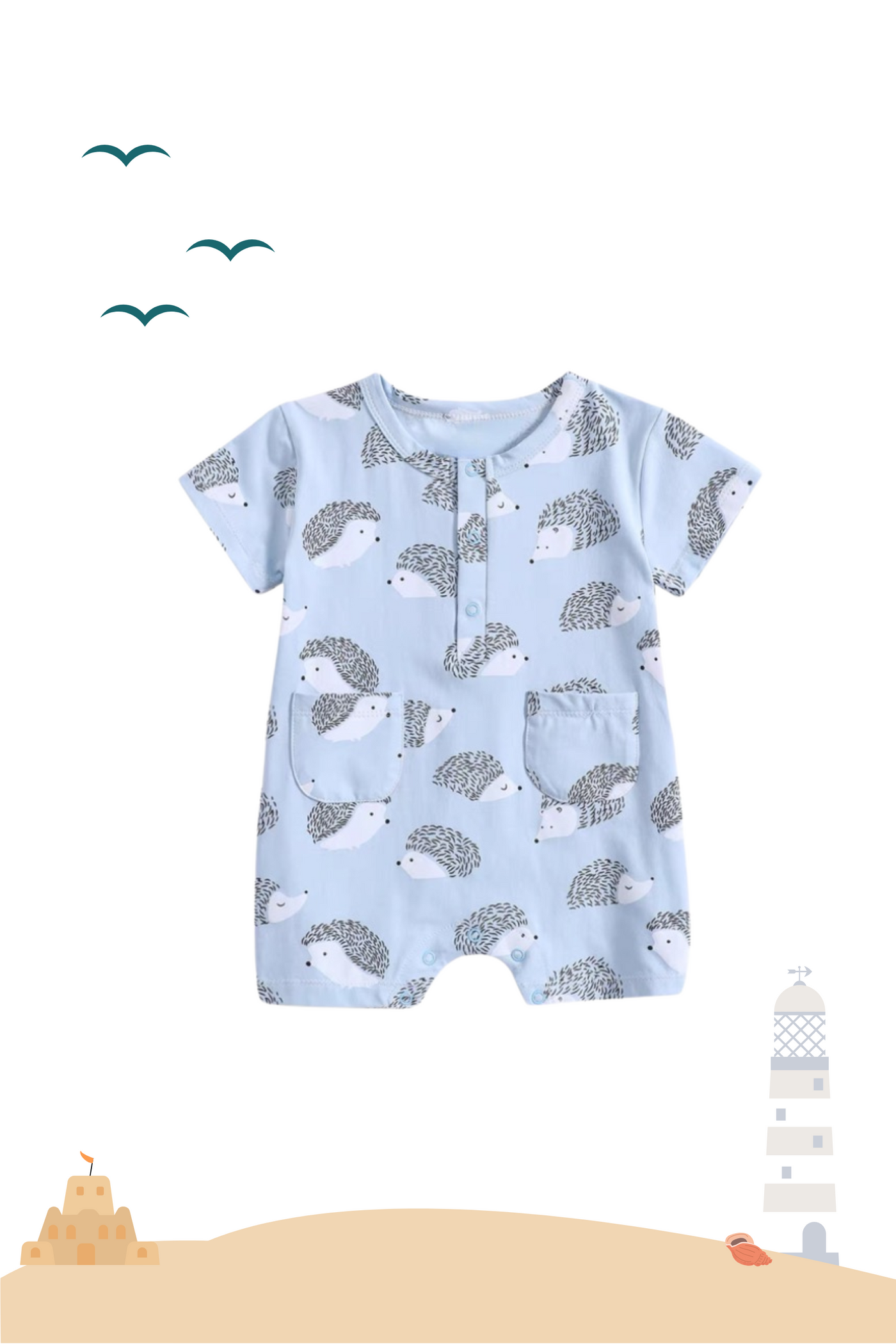 Summer Pocket Playsuit Hedgehog