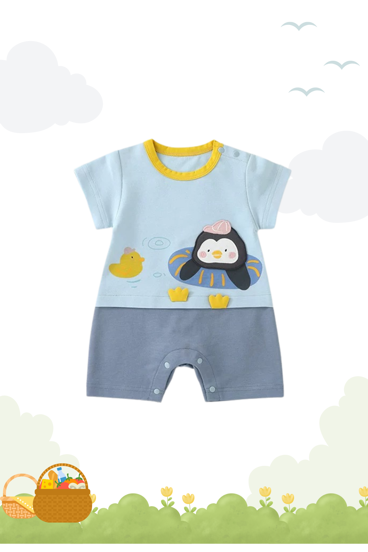Summer Beach Penguin Playsuit