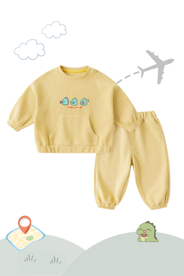 Holiday Traveller Waffle Sweater Set Dino