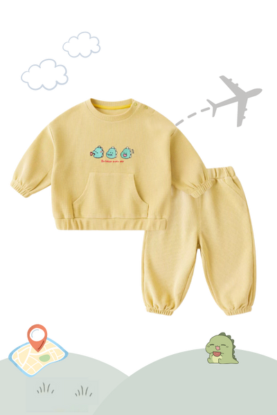 Holiday Traveller Waffle Sweater Set Dino