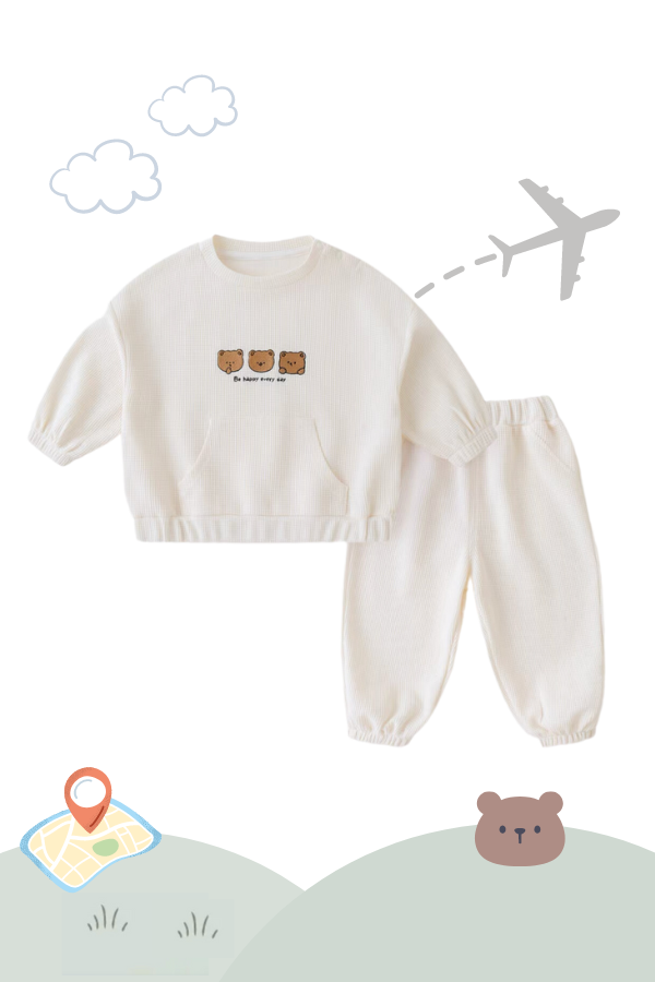 Holiday Traveller Waffle Sweater Set Bear