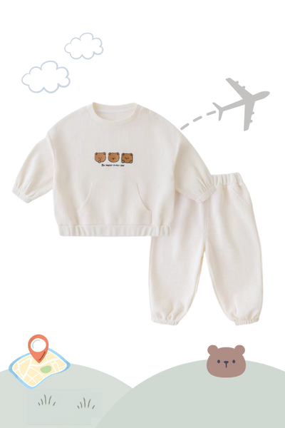 Holiday Traveller Waffle Sweater Set Bear