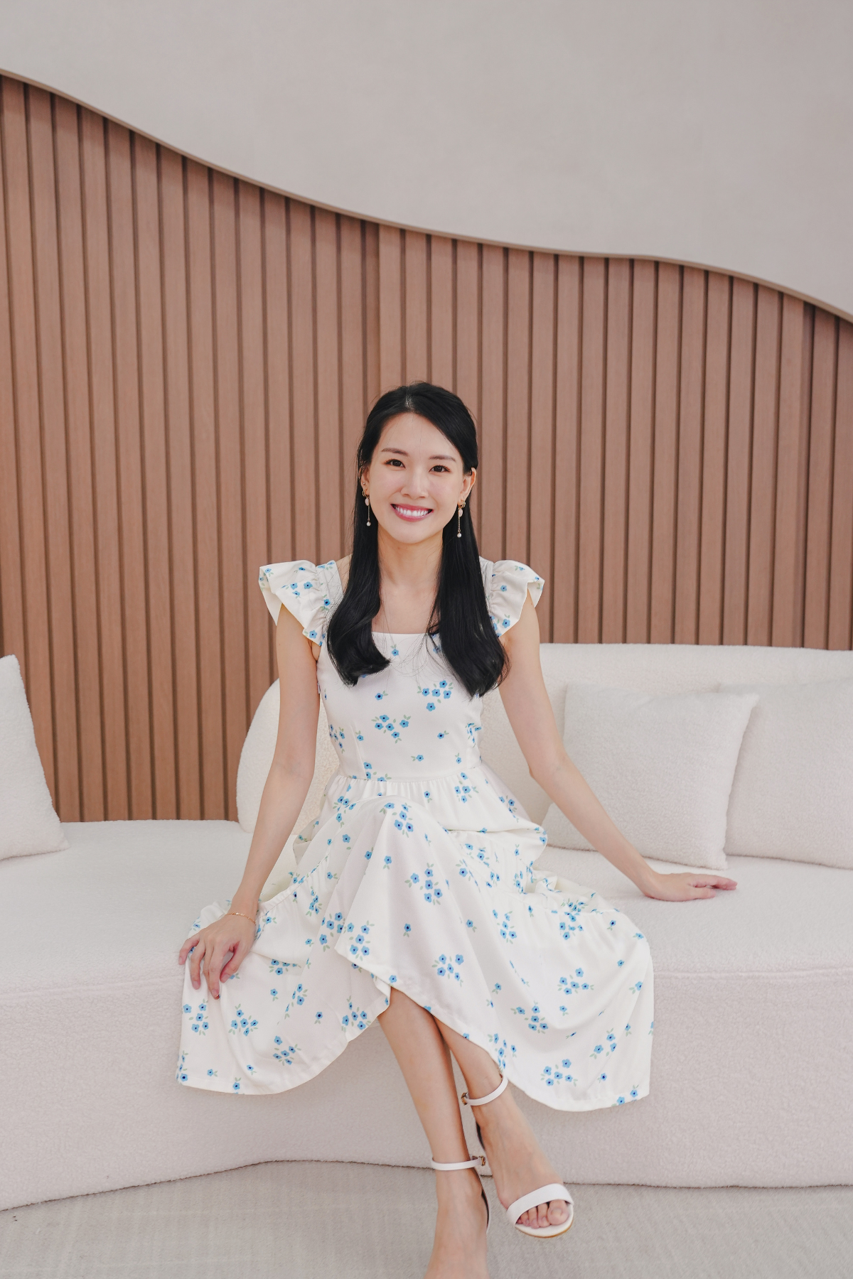 Spring Harmony Ladies Ruffled Sleeves Smocked-Back Tiered Dress