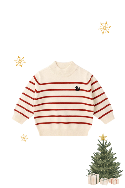 Holiday Stripe Sweater Cream Caramel