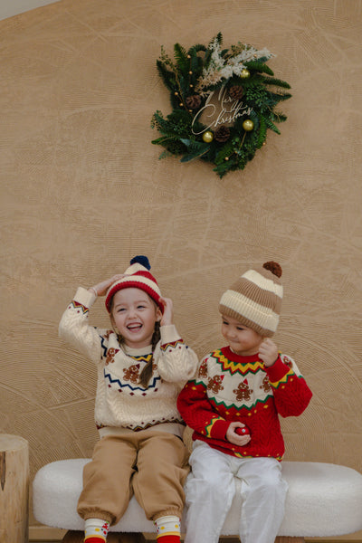Christmas in the Woods Gingerbread Man Knit Sweatshirt Cream