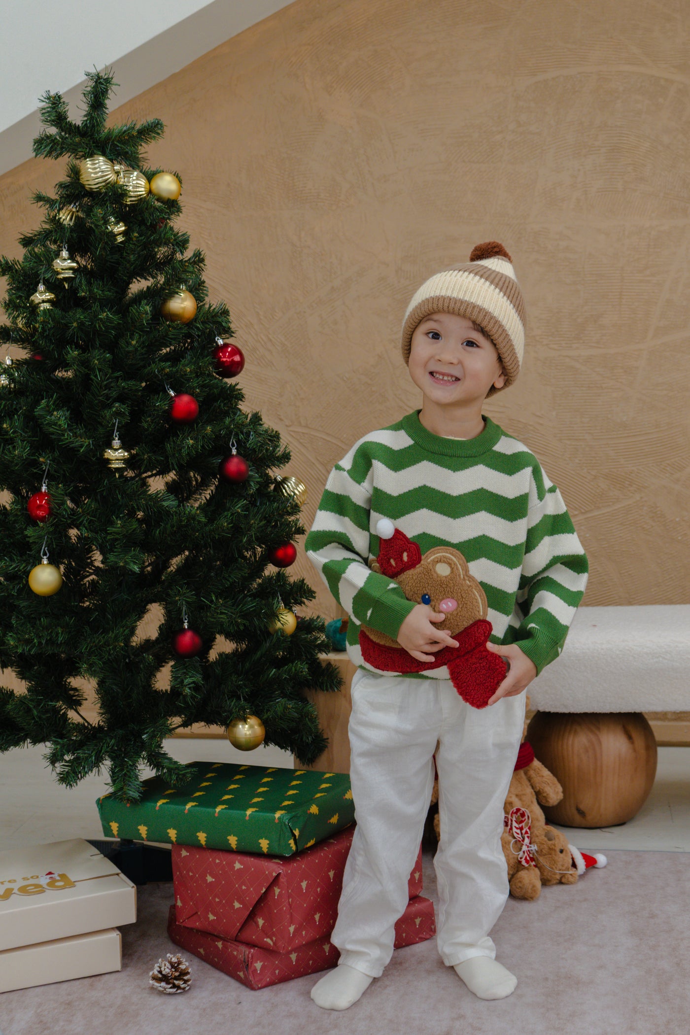 Christmas in the Woods Beary Knit Sweater Olive