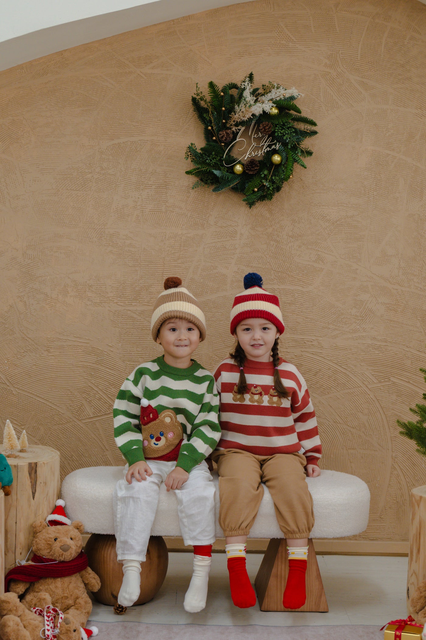 Christmas in the Woods Teddy Knit Sweater Red