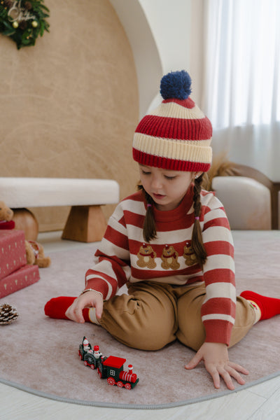 Christmas in the Woods Teddy Knit Sweater Red