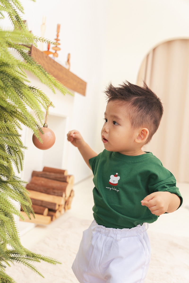 Merry Holidays Kids Relaxed Olive Tee (Unisex) Lo