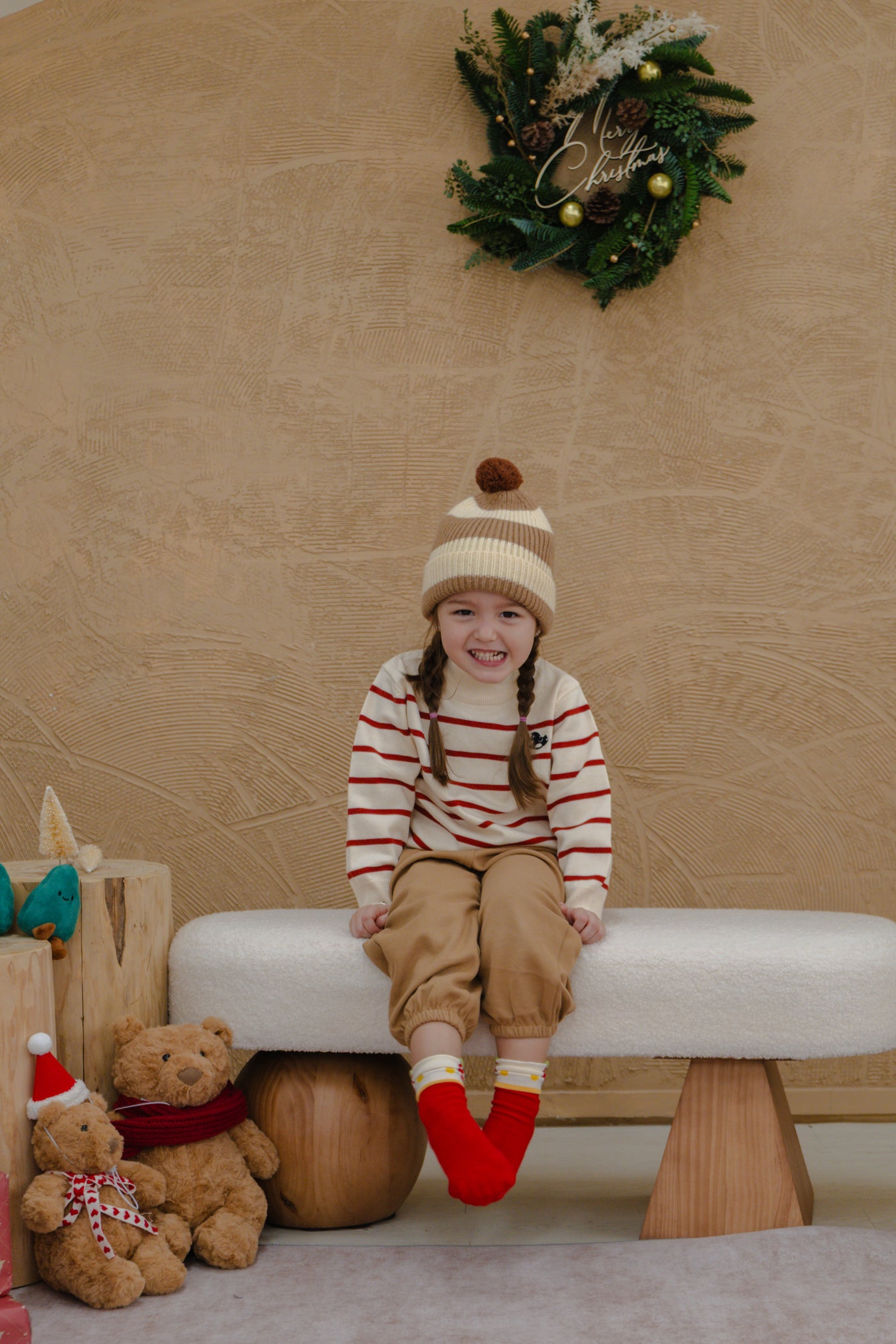 Holiday Stripe Sweater Cream Caramel