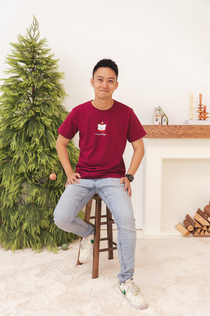 Merry Holidays Adult Maroon Relaxed Tee (Unisex)