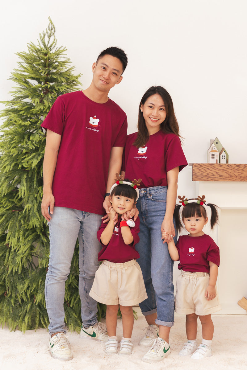 Merry Holidays Adult Maroon Relaxed Tee (Unisex)