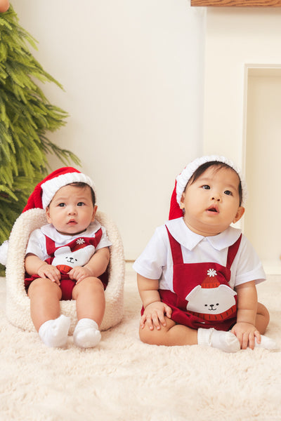 Christmas Organic Cotton Playsuit Santa Bear