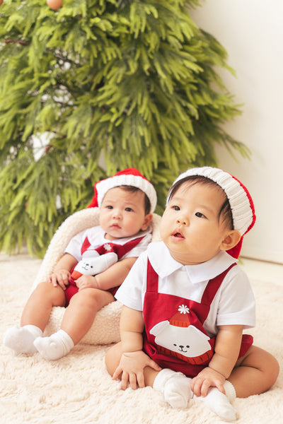 Christmas Organic Cotton Playsuit Santa Bear