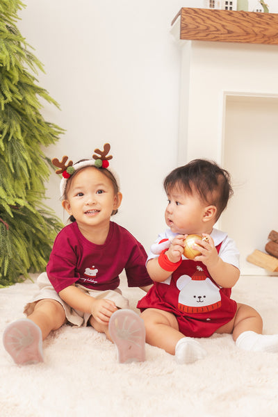 Christmas Organic Cotton Playsuit Santa Bear