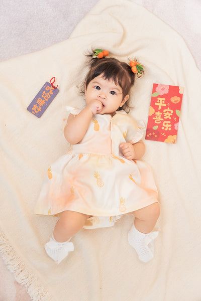 New Beginnings Baby Girl Mandarin Collar Ruffled Romper