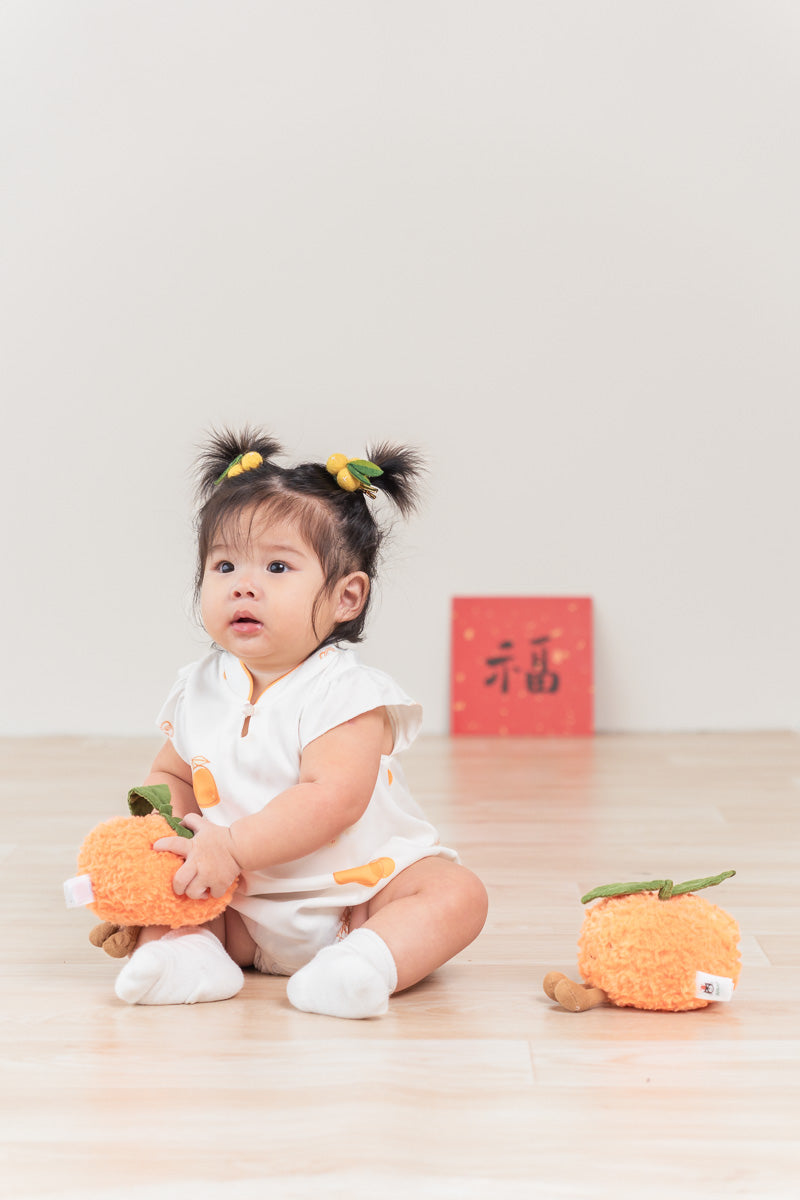 Prosperity Oranges Baby Girl Mandarin Collar Ruffled Romper