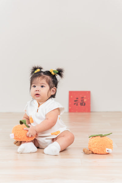 Prosperity Oranges Baby Girl Mandarin Collar Ruffled Romper