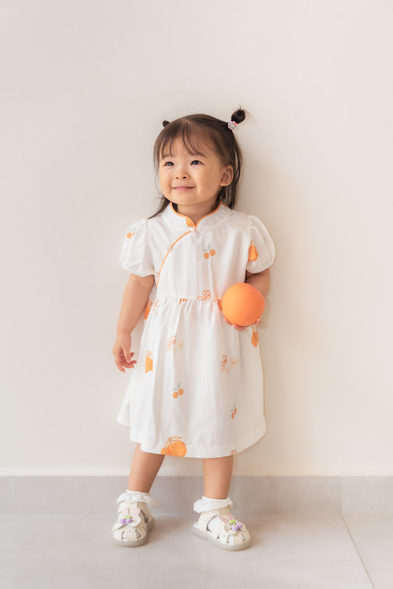 Prosperity Oranges Girl Cheongsam Flare Dress
