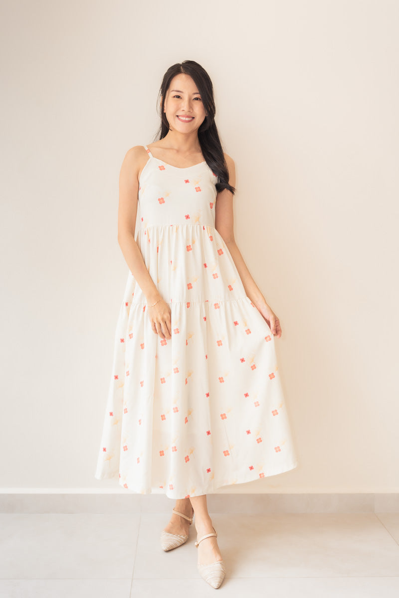 Blooming Gingko Ladies Maxi Tiered Dress