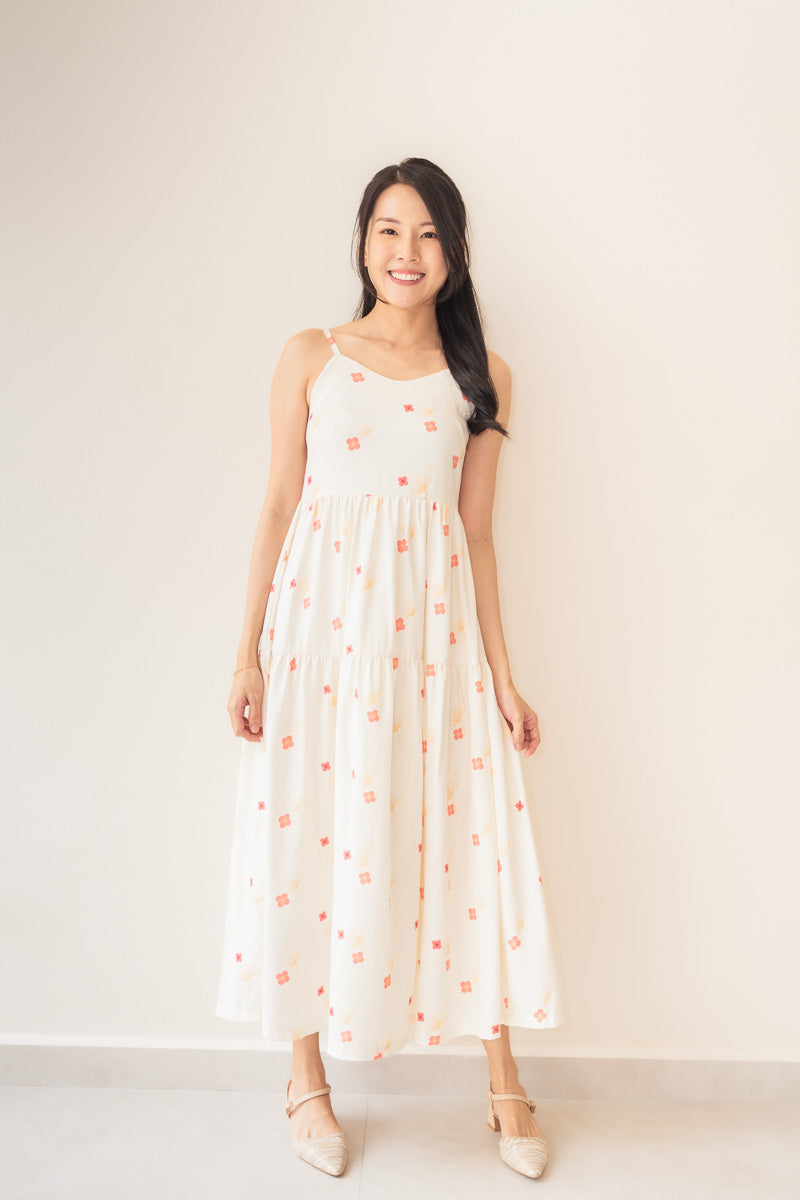 Blooming Gingko Ladies Maxi Tiered Dress