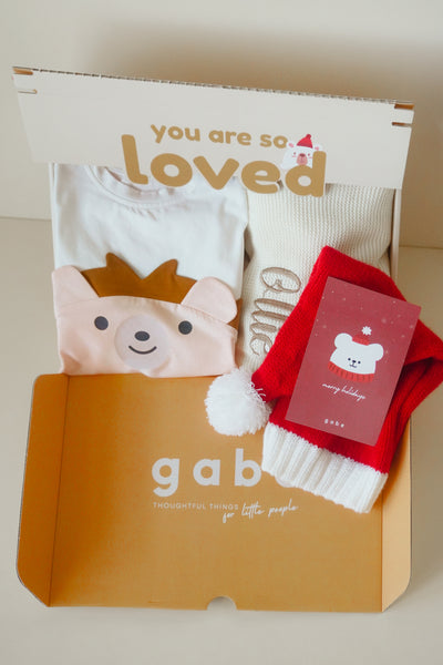 Christmas Baby Deluxe Gift Set - Hedgehog with Personalised Blanket