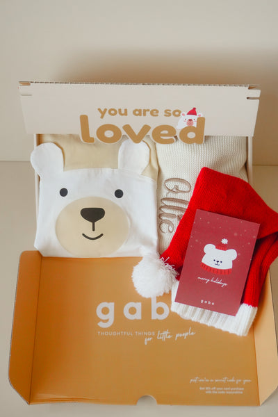 Christmas Baby Deluxe Gift Set - WInter Bear with Personalised Blanket