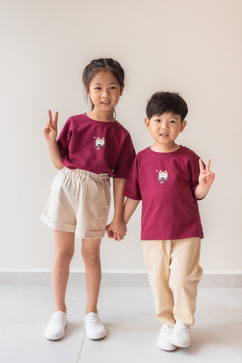 Mahjong Dragon Pong Kids Relaxed Tee (Unisex)