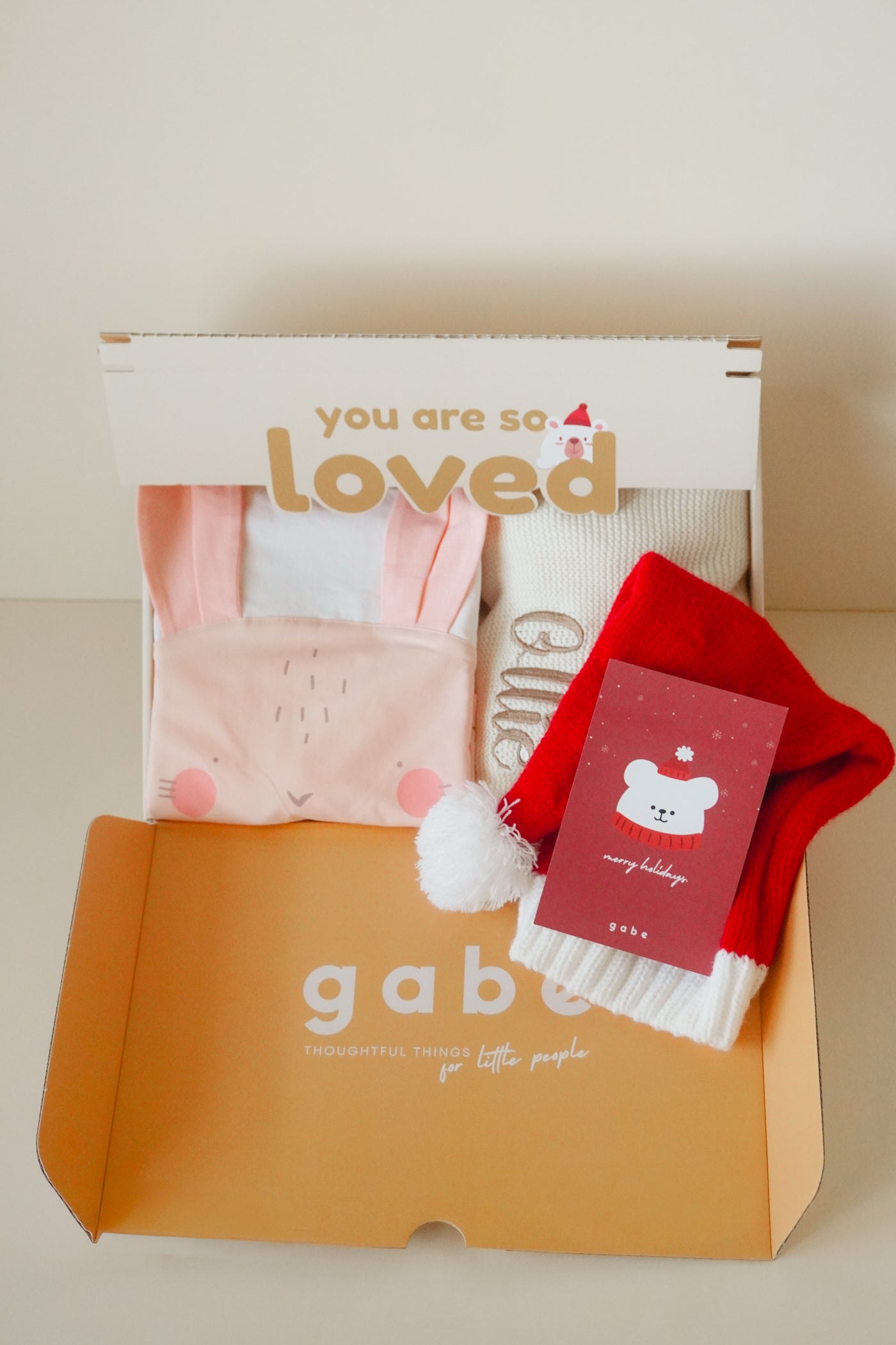 Christmas Baby Deluxe Gift Set - Bunny with Personalised Blanket