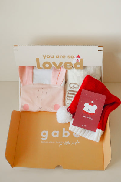 Christmas Baby Deluxe Gift Set - Bunny with Personalised Blanket