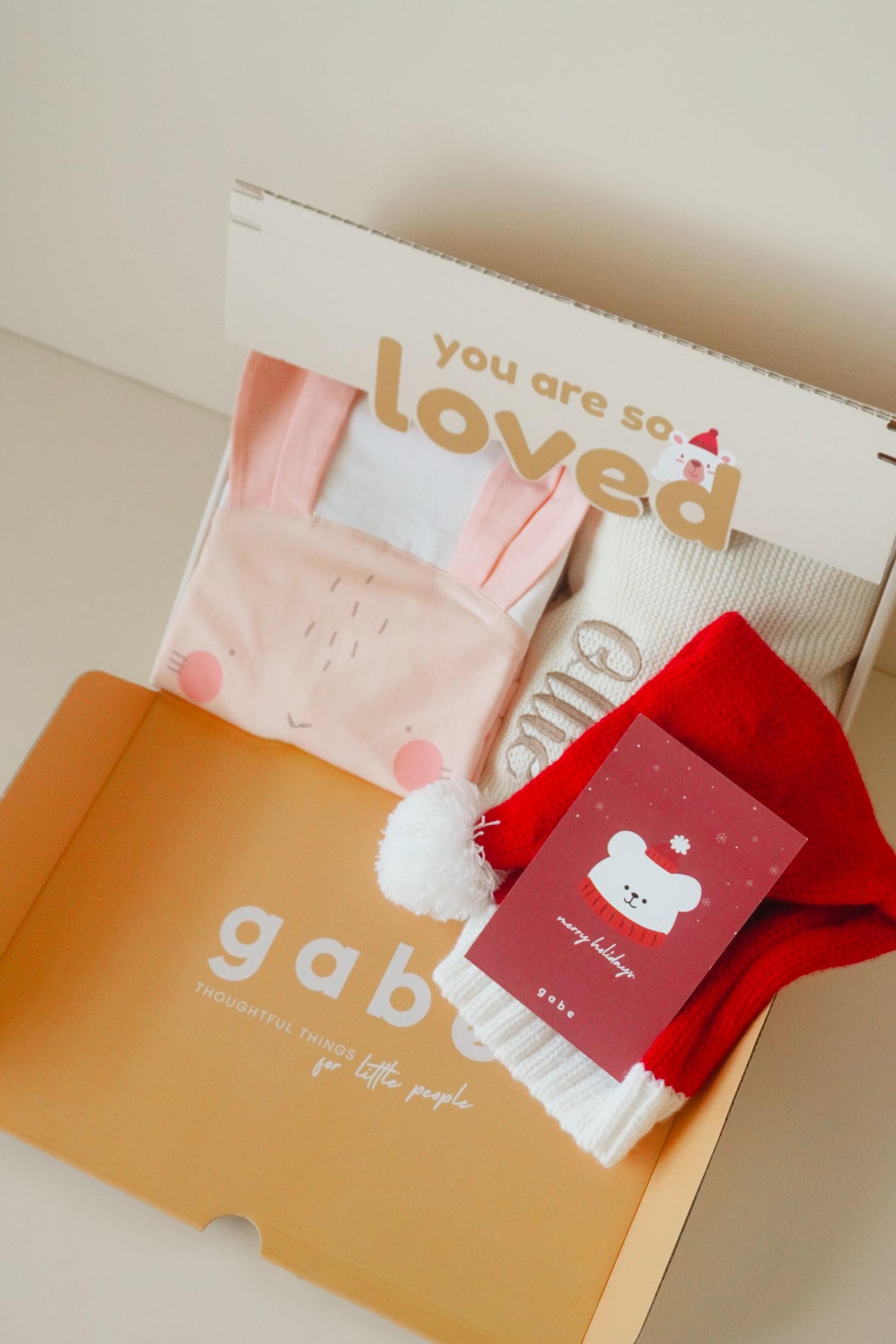 Christmas Baby Deluxe Gift Set - Bunny with Personalised Blanket