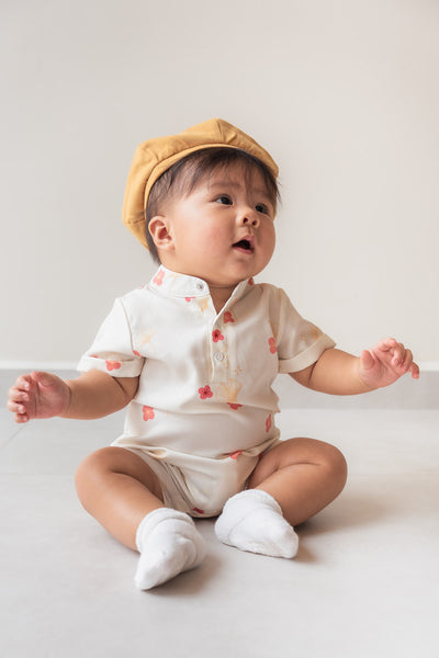 Blooming Gingko Baby Mandarin Collar Shirt Romper