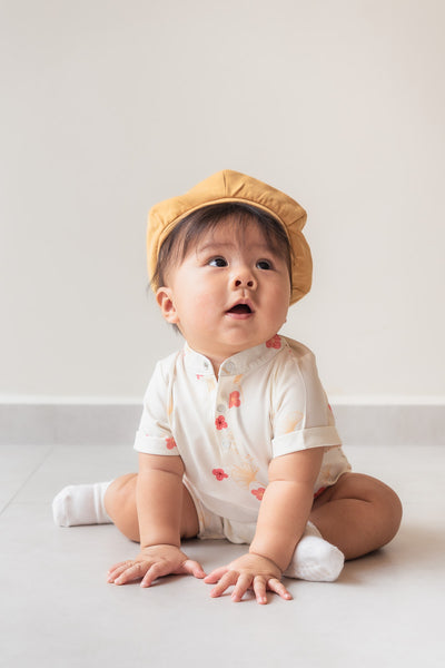 Blooming Gingko Baby Mandarin Collar Shirt Romper