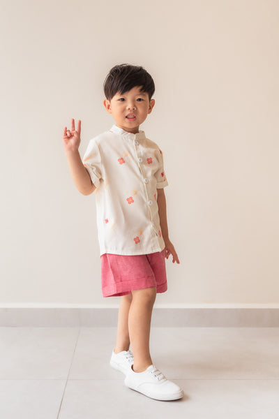 Blooming Gingko Boy Mandarin Collar Shirt