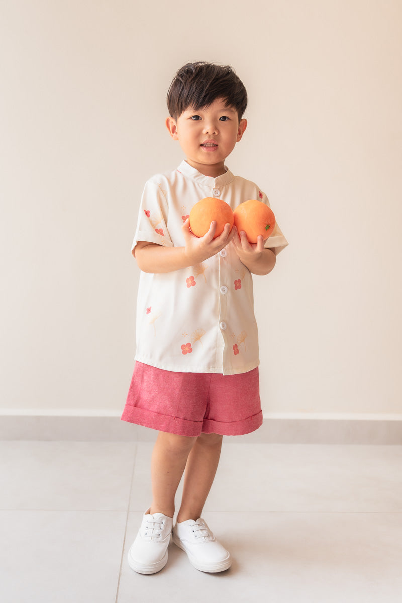 Blooming Gingko Boy Mandarin Collar Shirt