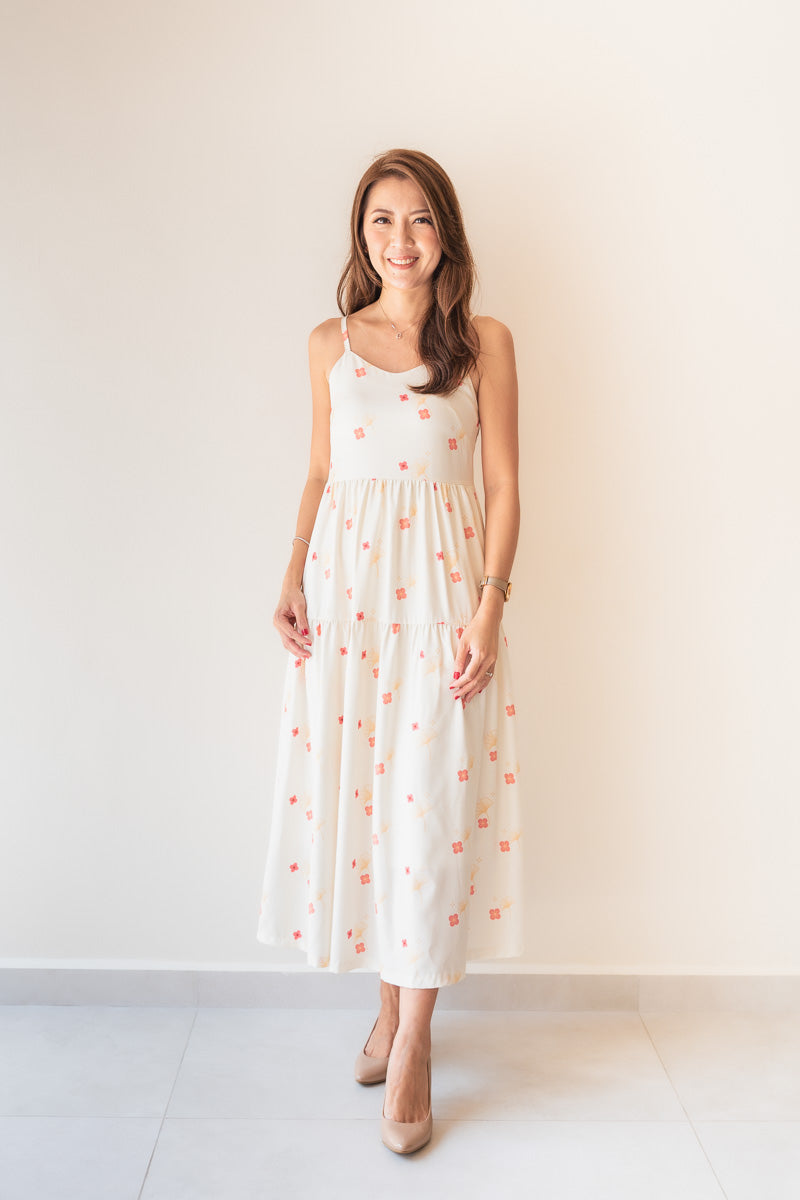 Blooming Gingko Ladies Maxi Tiered Dress