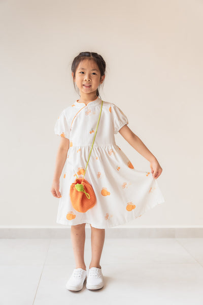 Prosperity Oranges Girl Cheongsam Flare Dress
